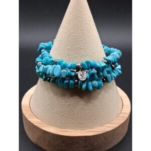 Turquoise & Desert Pearl Bracelet, Carolyn Pollack, Triple Strand, Southwestern